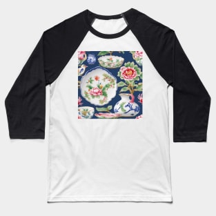 Fantasy chinoiserie porcelain on navy blue Baseball T-Shirt